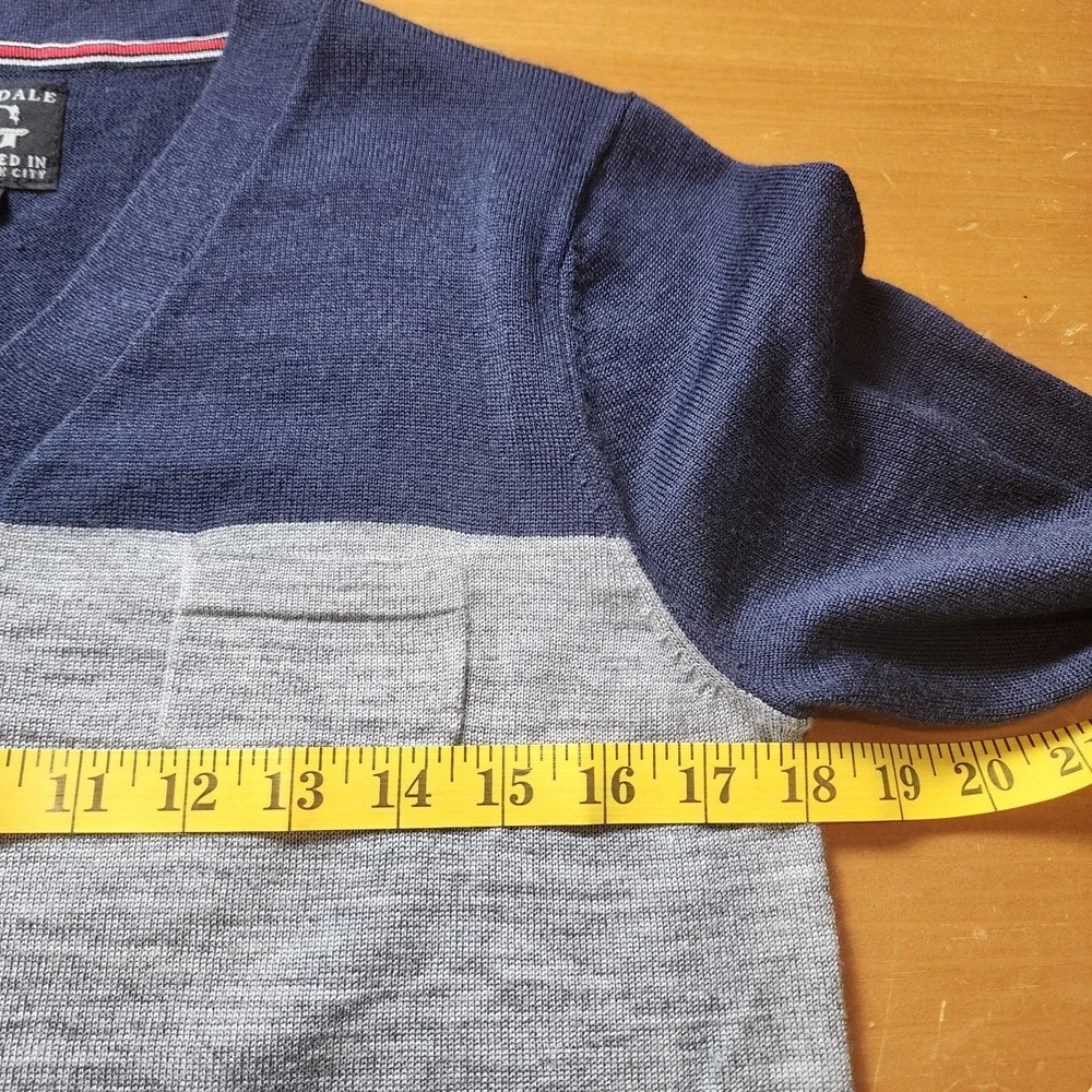 Goodale Cardigan Sweater‎ Mens Small Navy Gray Wool Blend Patch Pockets Casual
